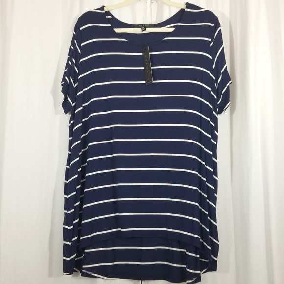 NWT Cyrus Plus Striped Tee With Hi-lo Hem - Picture 5 of 6